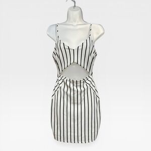 Windsor Mini Dress Womens Medium White Excellent Striped Cutout Bodycon
